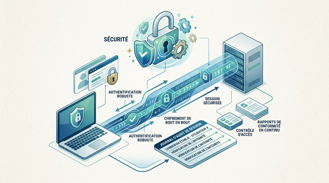Représentation d'une connexion sécurisée pour l'assistance informatique à distance
