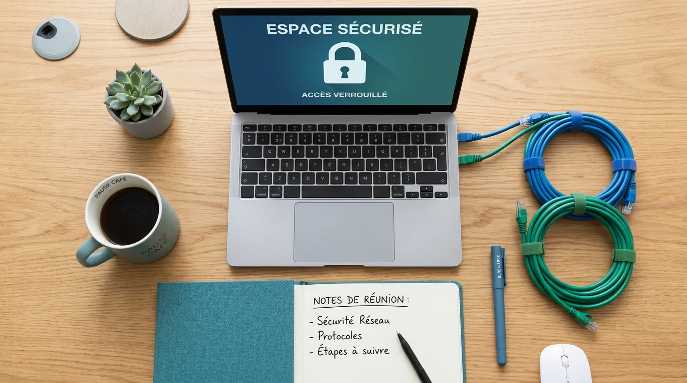 Poste de travail sécurisé illustrant la cybersécurité en PME
