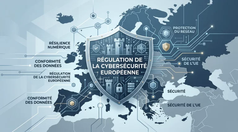 Illustration de la cybersécurité européenne autour des cadres NIS2 et DORA