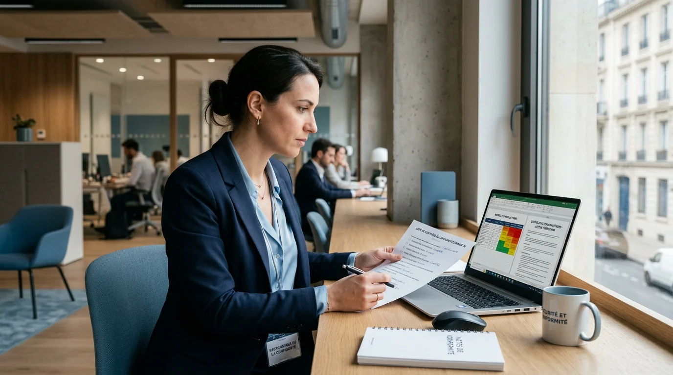 Responsable conformité analysant les obligations NIS2 et DORA