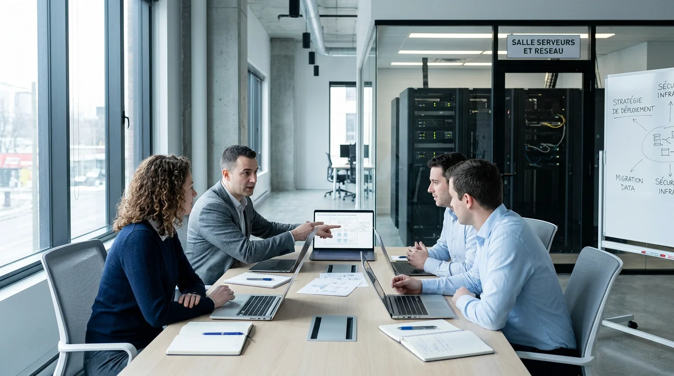 Consultants informatiques travaillant ensemble dans un bureau moderne