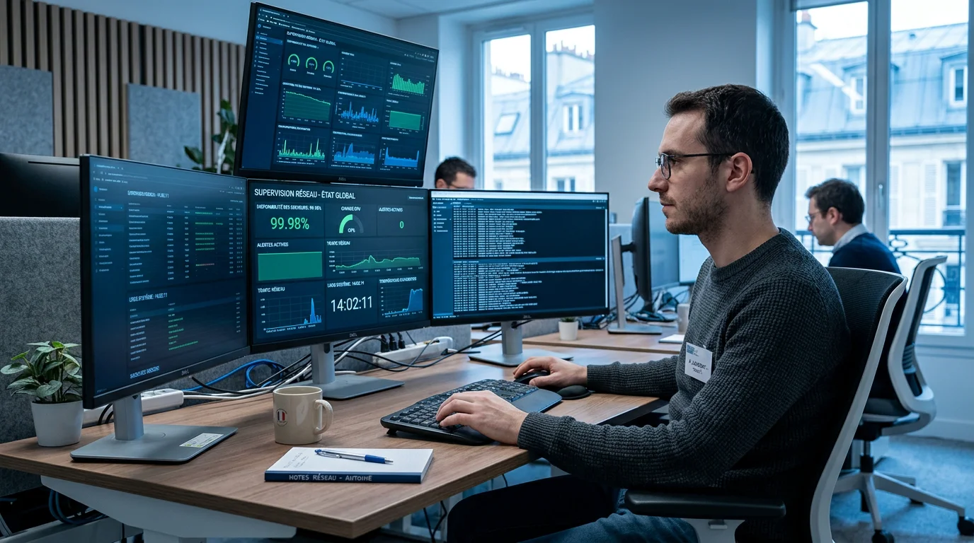 Technicien supervisant à distance un système d'information