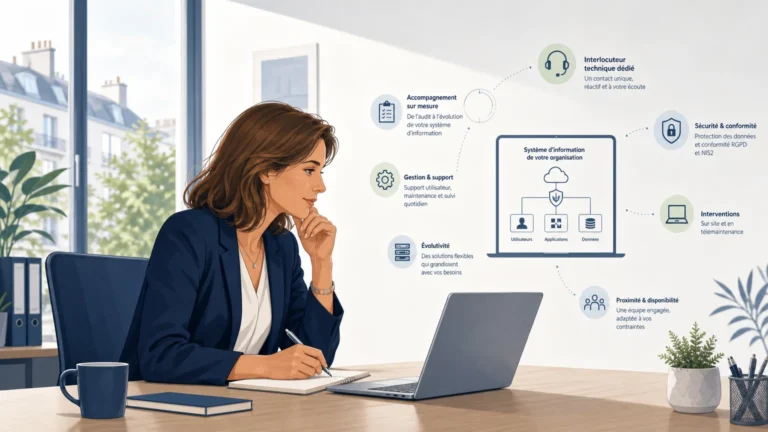 Illustration d’une petite entreprise accompagnée dans la gestion de son informatique